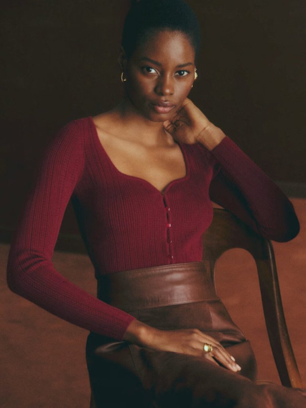 Sezane Alby Cardigan in Cherry
